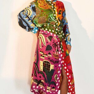 EARTH RAINBOW LONG SLEEVE SHIRTDRESS
